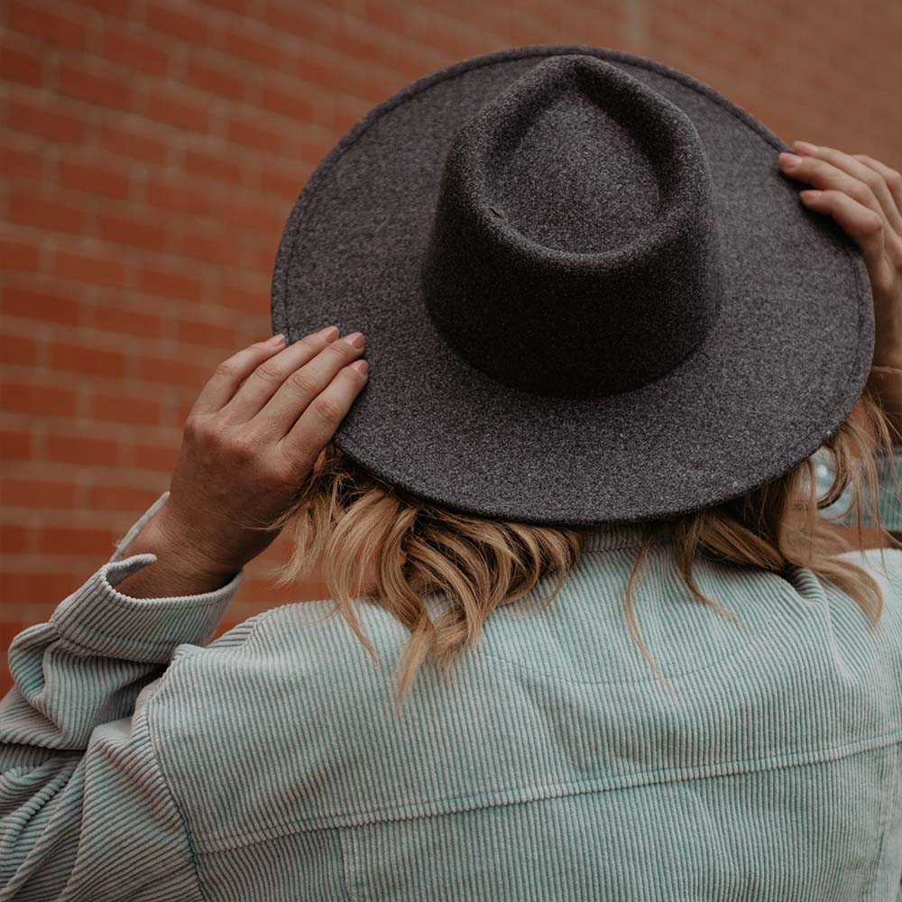 Dark Gray Wide Brim Wholesale Felt Hat for Women