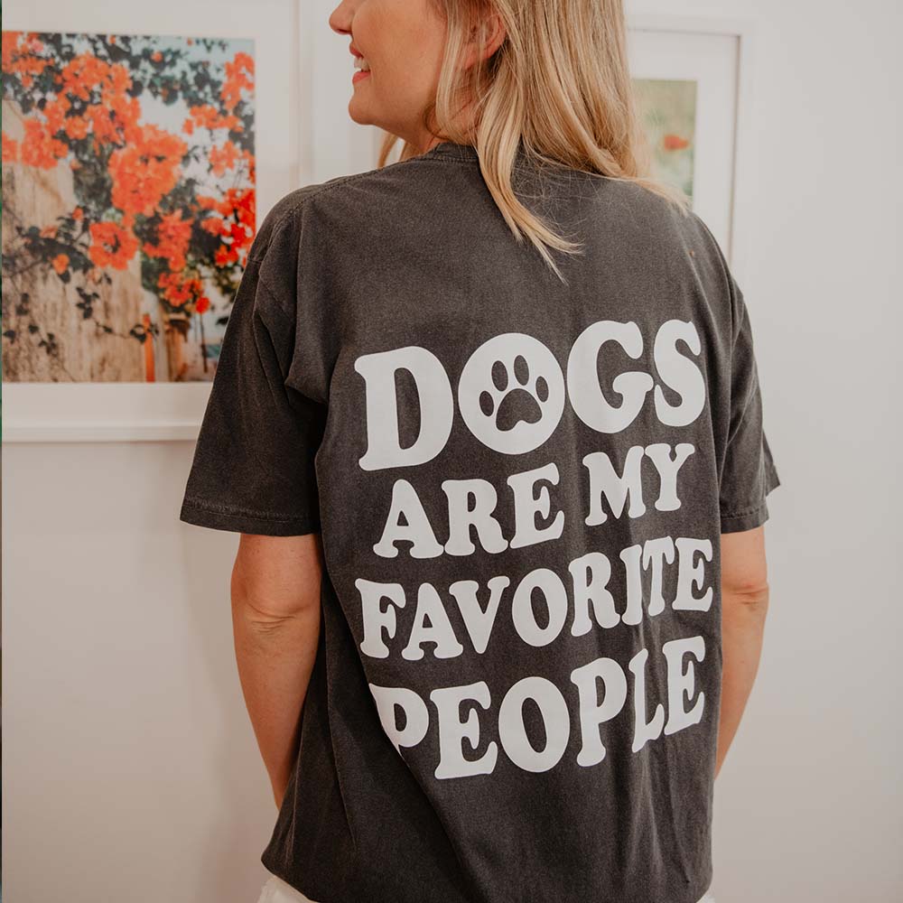 Dogs Are My Favorite People Wholesale Oversized Print Graphic Tee