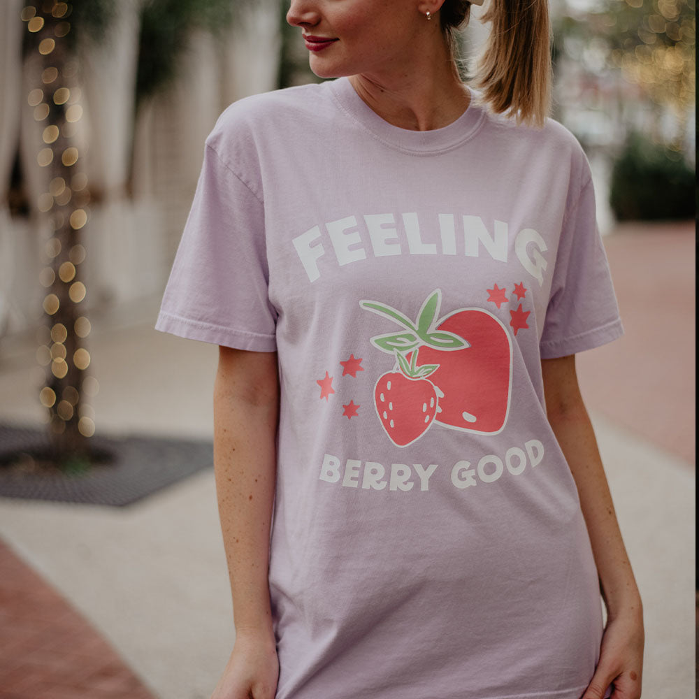 Feeling Berry Good Strawberry Printed Wholesale Shirt