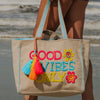 Good Vibes Only Happy Flowers Wholesale Canvas Tote Bag