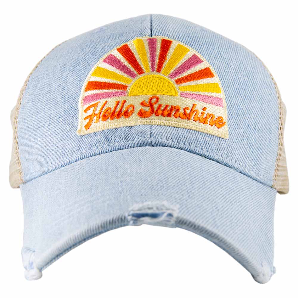 Hello Sunshine Patch Denim Wholesale Trucker Hat