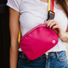 Hot Pink Wholesale Solid Fanny Pack with Striped Strap