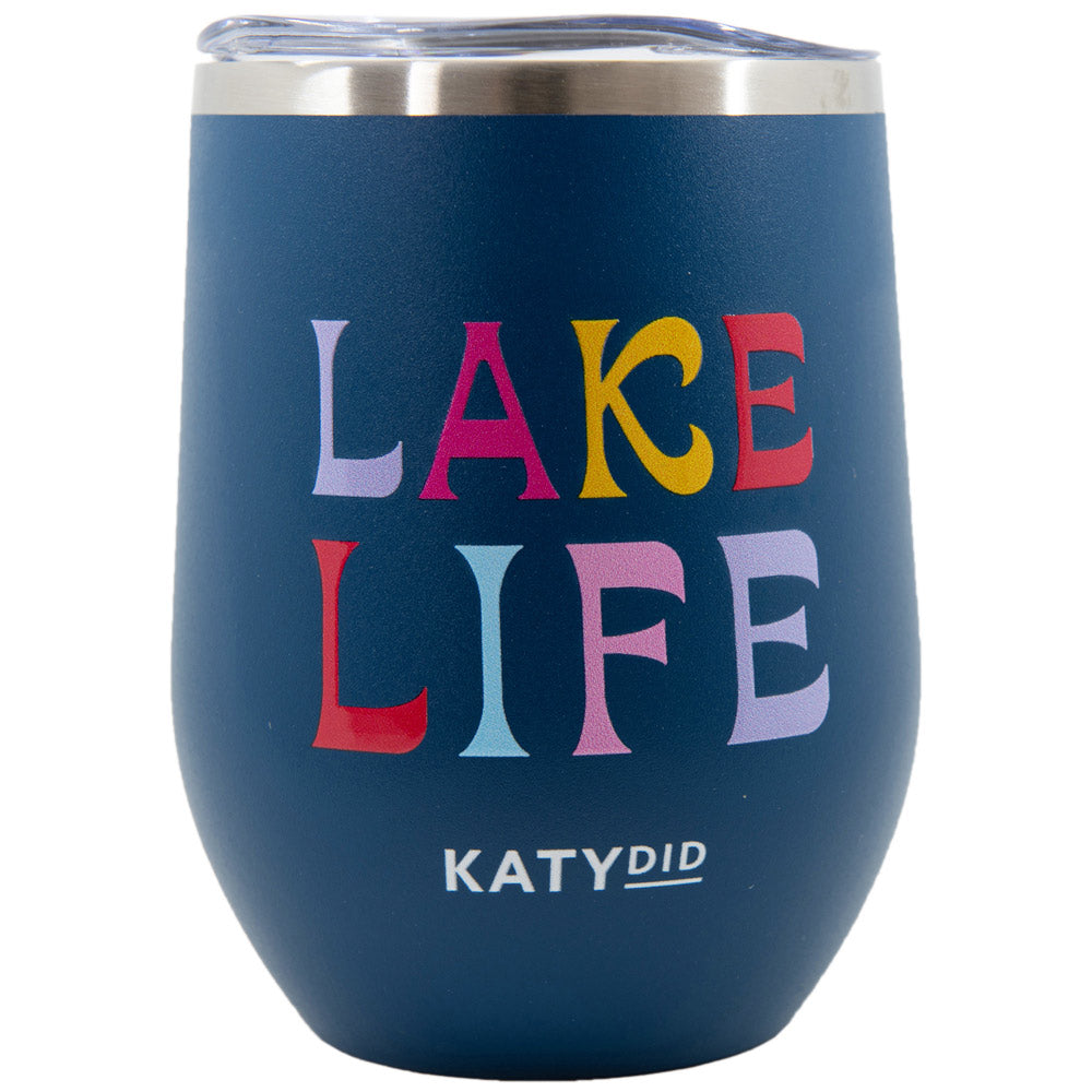 Lake Life Stemless Wholesale 12 Oz WINE TUMBLER With Lid