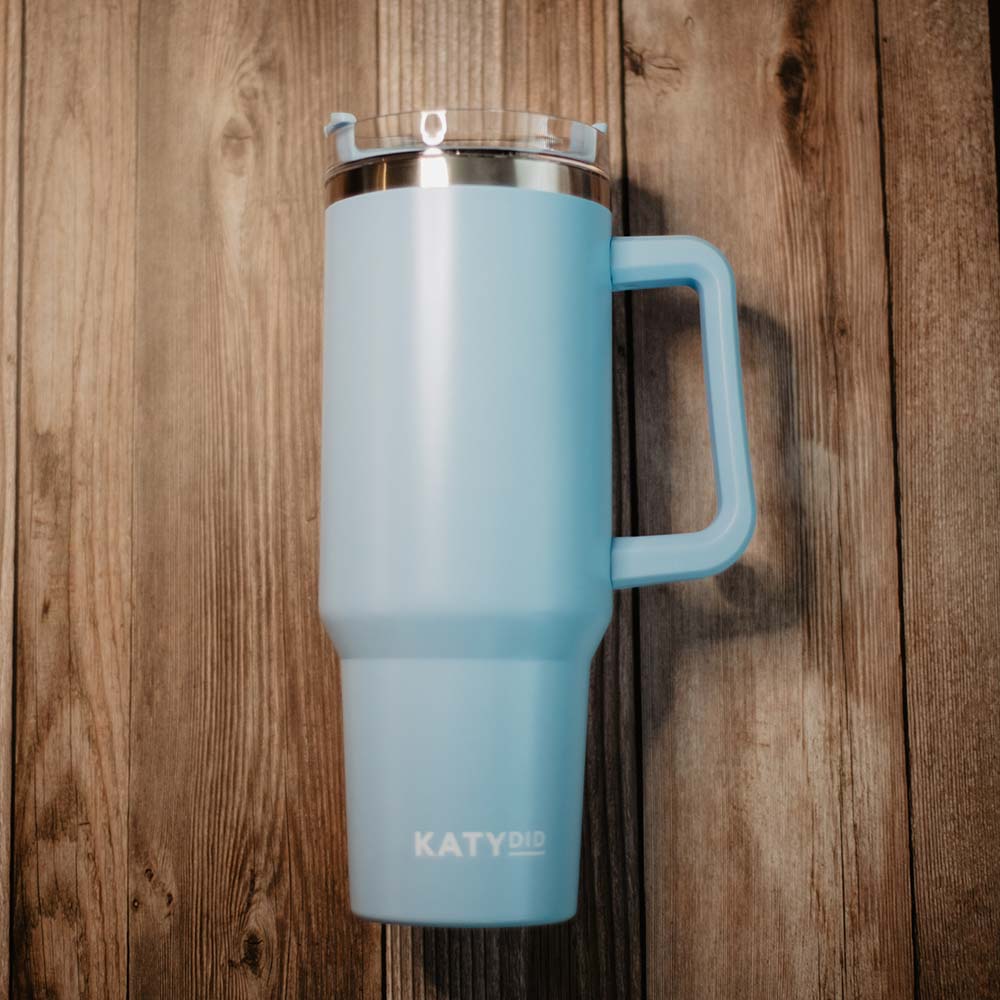 Light Blue Travel Tumbler 40 Oz with Handle