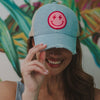 Hot Pink Lightning Happy Face Denim Wholesale Trucker Hat