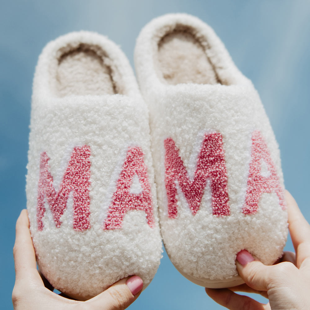 Pink MAMA Wholesale Fuzzy Slippers