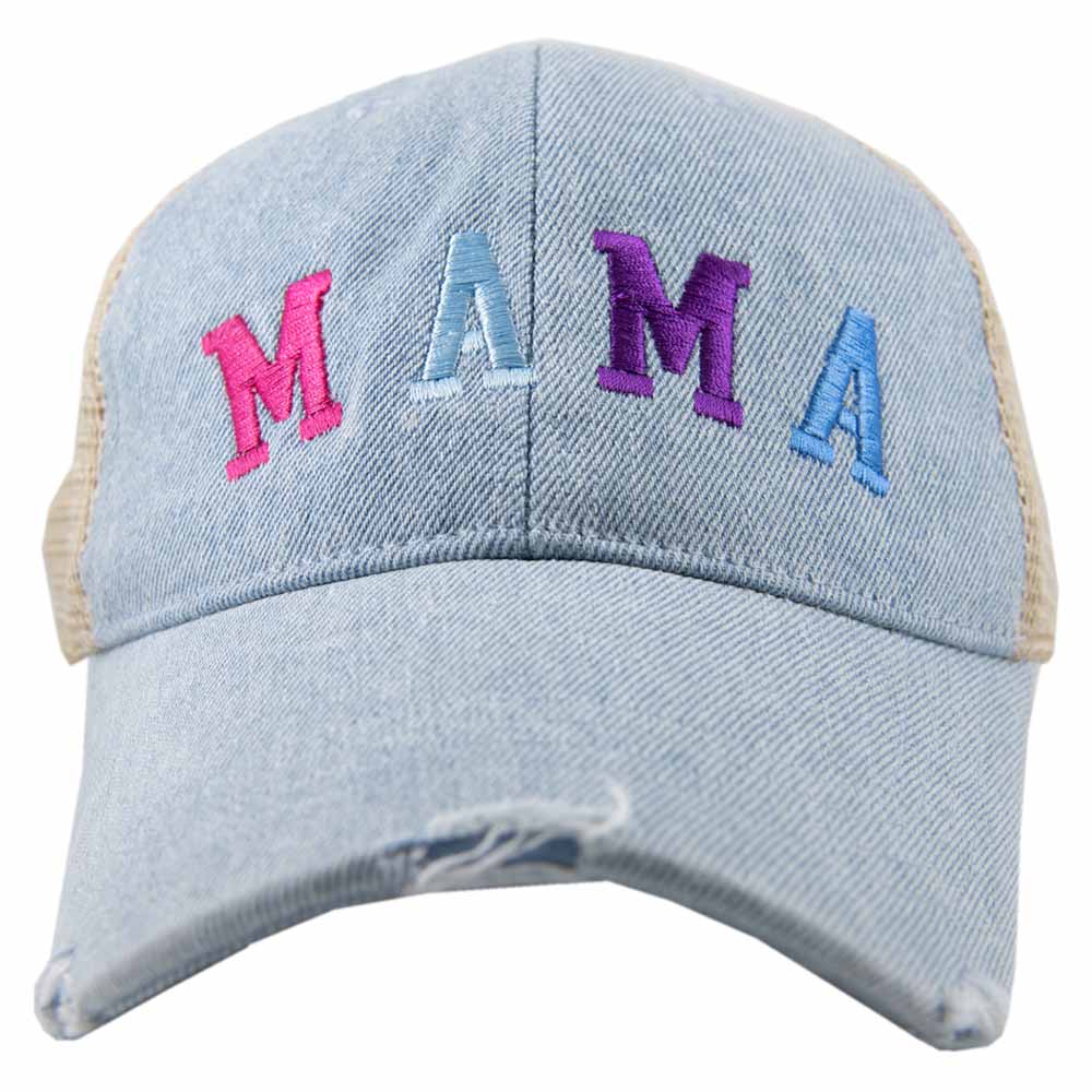 MAMA (Multicolored) Denim Wholesale Trucker Hat