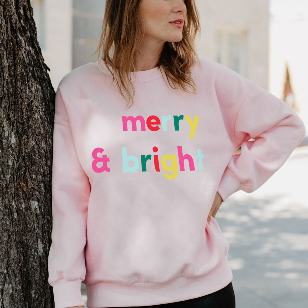 Merry & Bright Christmas Wholesale Crewneck Sweatshirt