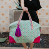 Mint Geometric Cotton Wholesale Weekender Bag with Tassel