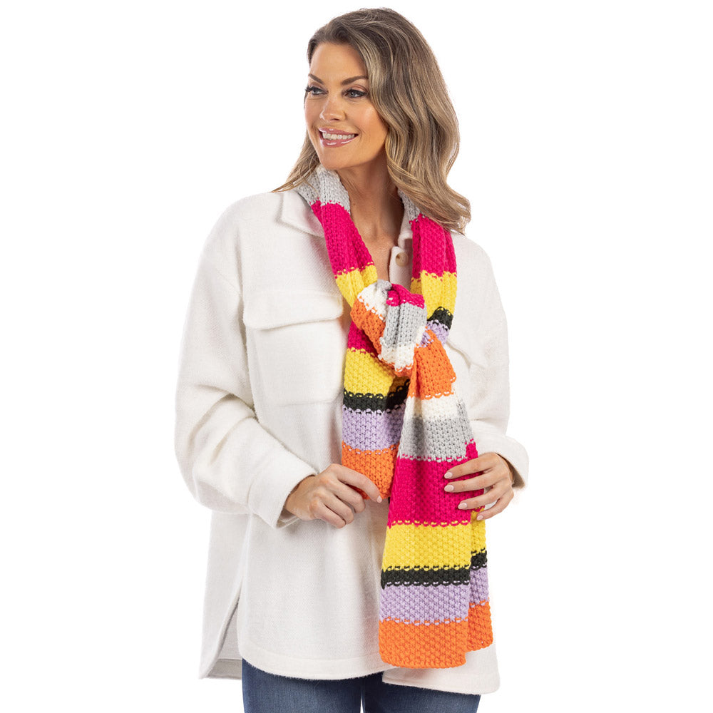 Neon Stripes Wholesale Crochet Knitted Scarf