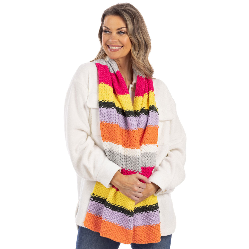Neon Stripes Wholesale Crochet Knitted Scarf