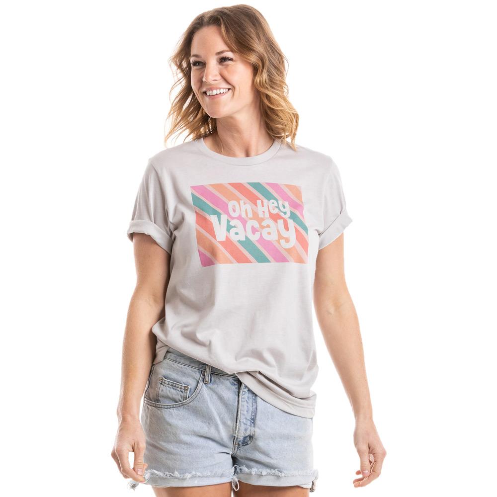 Oh Hey Vacay Multicolored Wholesale Women's T-Shirts