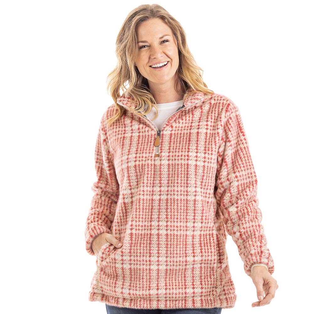 Light Pink Faux Fur Houndstooth Women's Pullover