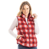 Pink and Wine Plaid Sherpa Vest for Women