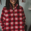 Pink and Wine Plaid Wholesale Sherpa Pullover