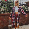 Red and Navy Long Plaid Wholesale Shacket