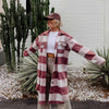Dusty Rose and White Long Plaid Shacket