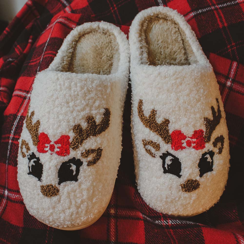 Reindeer Face Christmas Wholesale Slippers