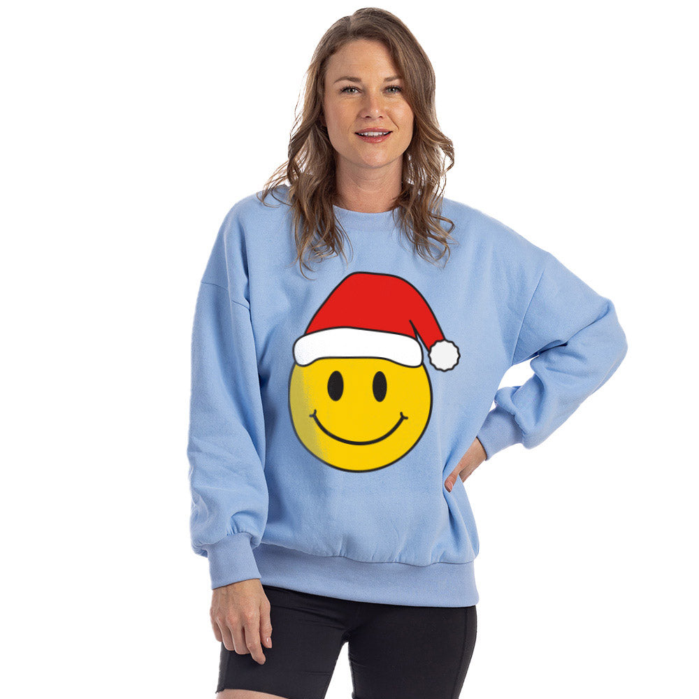 Santa Happy Face Crewneck Wholesale Sweatshirt