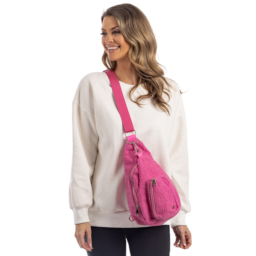 Hot Pink Sherpa Wholesale SLING Belt BAG