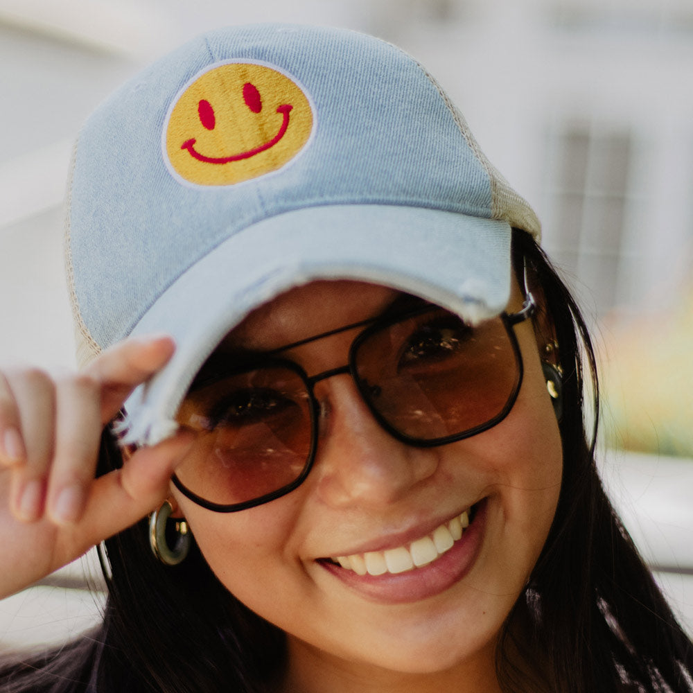 Red/Yellow Happy Face Wholesale Cute Trucker Hat