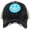 Turquoise Lightning Smiley Face Trucker Hat