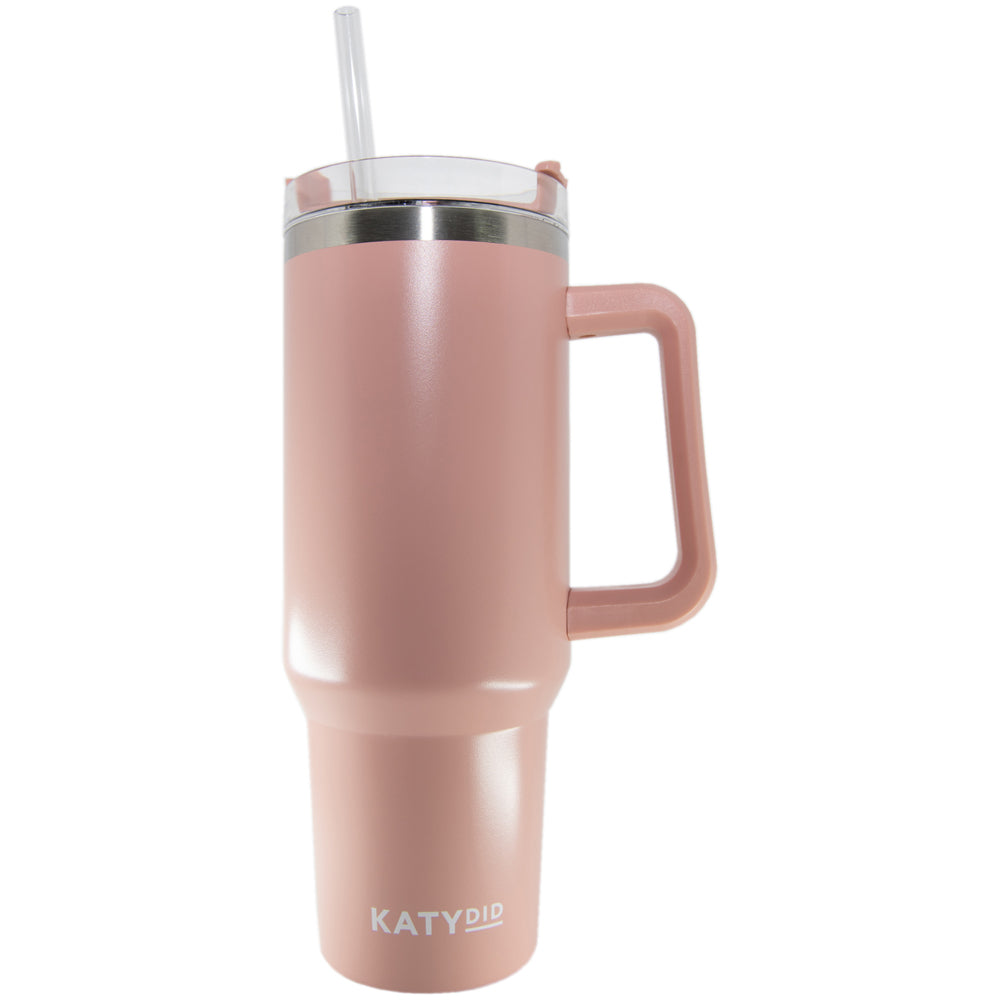 Peach Tumbler Cup with Drinking Straw