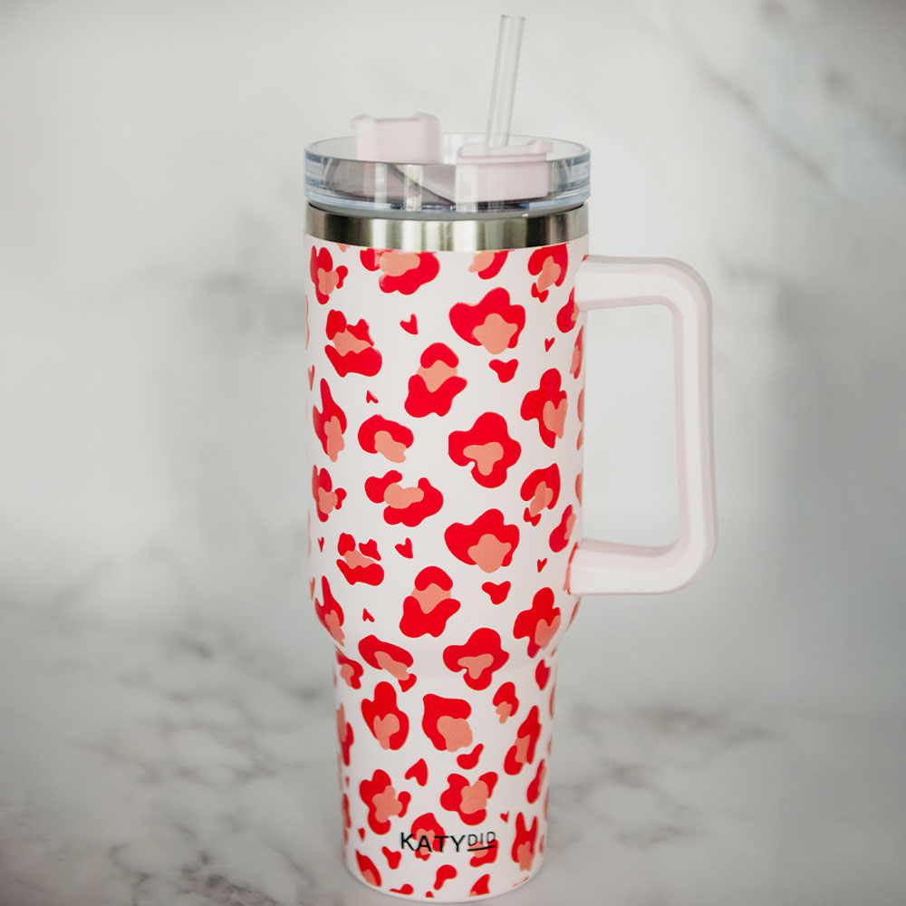 Cheetah Tumbler with Lid and Straw- Gifts for Women, Men- Coffee