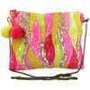 Pink Red Swirls Sequined Wholesale Clutch with Pom Poms