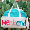 Aqua "Weekend" Fabric Wholesale Weekender Bag
