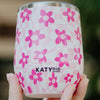 Pink Flower w/ Groovy Checkered Wholesale WINE TUMBLER Cup
