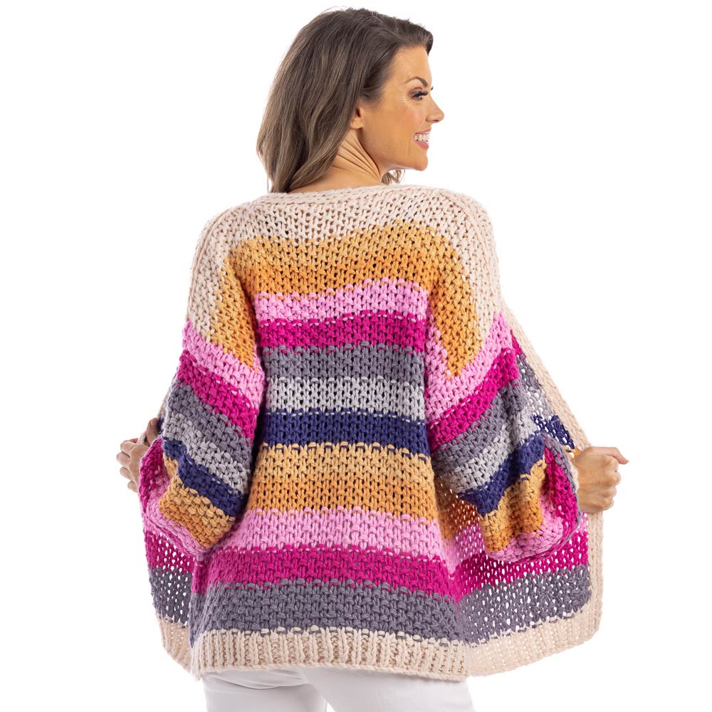 Warm Stripes Wholesale Women's Crochet Cardigan