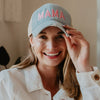 MAMA (Pink and White) Wholesale Denim Trucker Hat