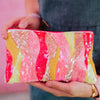 Pink/Yellow/Champagne Beaded Wholesale Women's Wristlet Clutch
