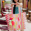 Pink/Yellow Sequin & Beaded Wholesale Tote Bag Purse