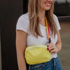 Yellow Solid Wholesale Belt Bag with Striped Strap